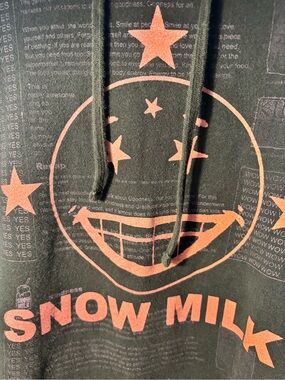 Snow Milk Graphic Hoodie in Black and Orange